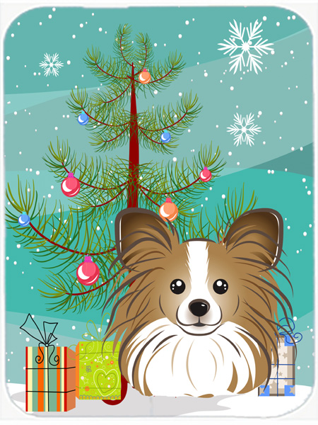 Picture of Carolines Treasures BB1620LCB Christmas Tree And Papillon Glass Cutting Board- Large