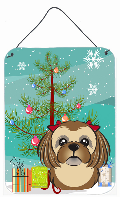 Christmas Tree And Chocolate Brown Shih Tzu Wall and Door Hanging Prints