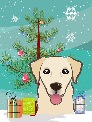 Christmas Tree And Golden Retriever Flag Garden Size