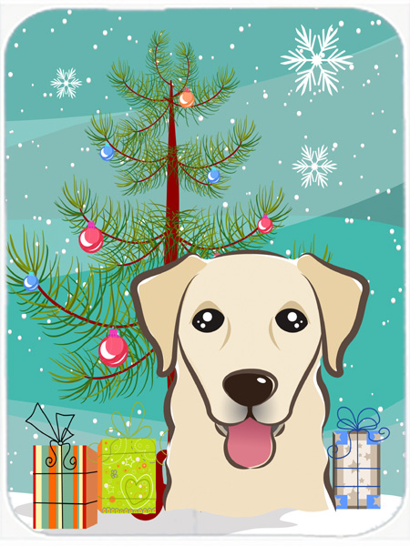 Picture of Carolines Treasures BB1624LCB Christmas Tree And Golden Retriever Glass Cutting Board- Large