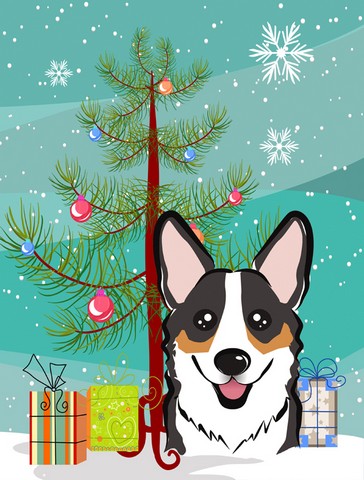 Christmas Tree And Tricolor Corgi Flag Canvas House Size