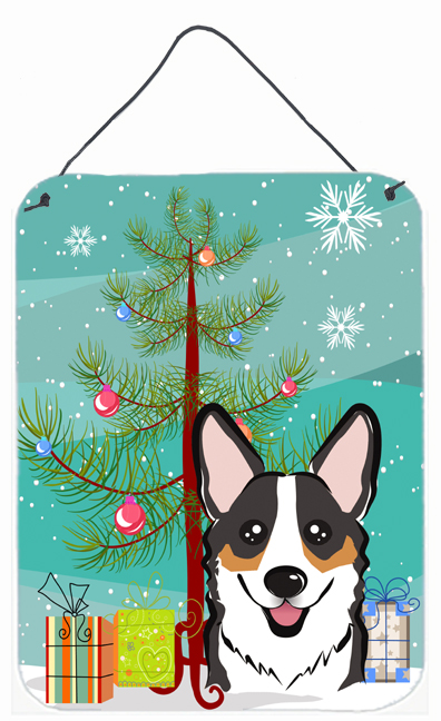 Christmas Tree And Tricolor Corgi Wall and Door Hanging Prints