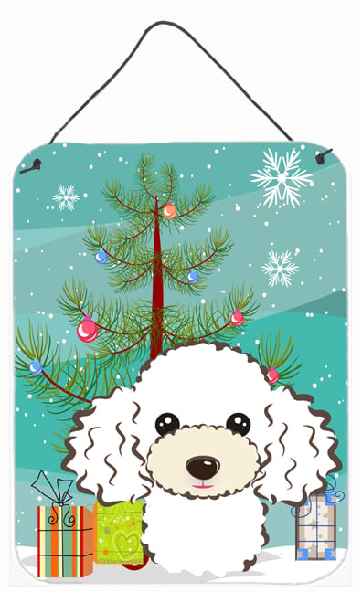 Christmas Tree And White Poodle Wall and Door Hanging Prints