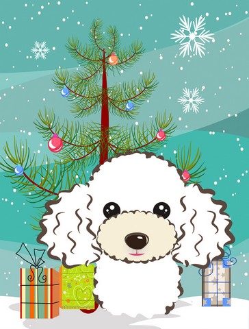 Christmas Tree And White Poodle Flag Garden Size