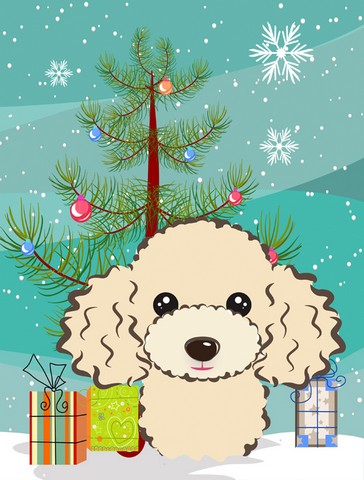 Christmas Tree And Buff Poodle Flag Garden Size