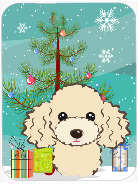 Picture of Carolines Treasures BB1630LCB Christmas Tree And Buff Poodle Glass Cutting Board- Large