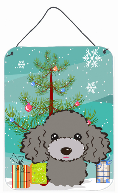 Christmas Tree And Silver Gray Poodle Wall and Door Hanging Prints