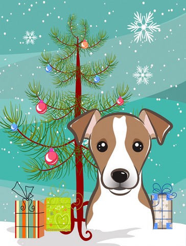 Christmas Tree And Jack Russell Terrier Flag Garden Size