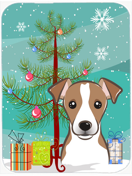 Picture of Carolines Treasures BB1632LCB Christmas Tree And Jack Russell Terrier Glass Cutting Board- Large