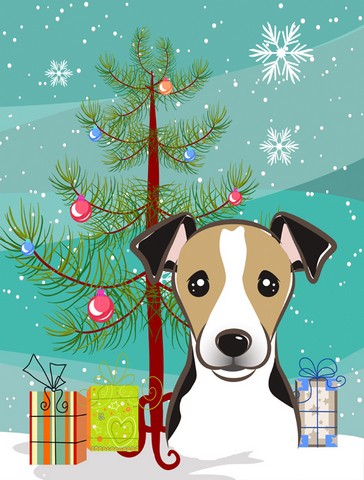 Christmas Tree And Jack Russell Terrier Flag Garden Size