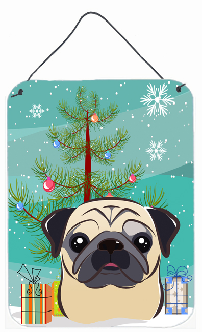 Christmas Tree And Fawn Pug Wall and Door Hanging Prints