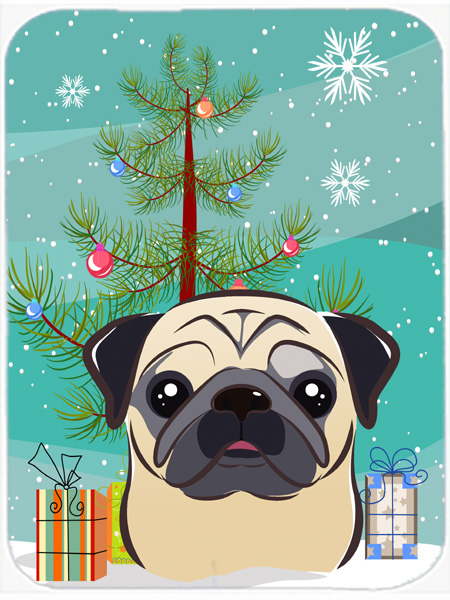 Picture of Carolines Treasures BB1634LCB Christmas Tree And Fawn Pug Glass Cutting Board- Large