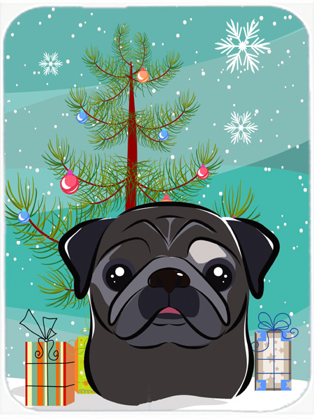 Picture of Carolines Treasures BB1635LCB Christmas Tree And Black Pug Glass Cutting Board- Large