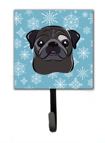 Snowflake Black Pug Leash & Key Holder