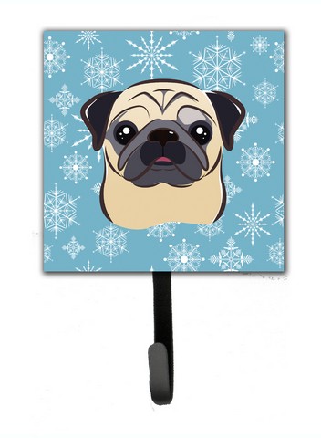 Snowflake Fawn Pug Leash & Key Holder