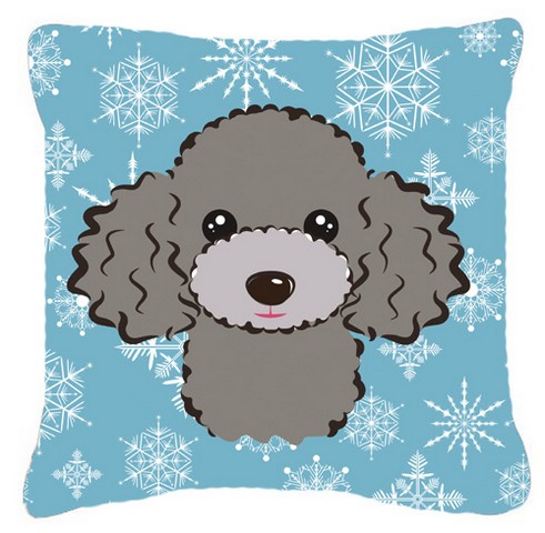 Snowflake Silver Gray Poodle Fabric Decorative Pillow