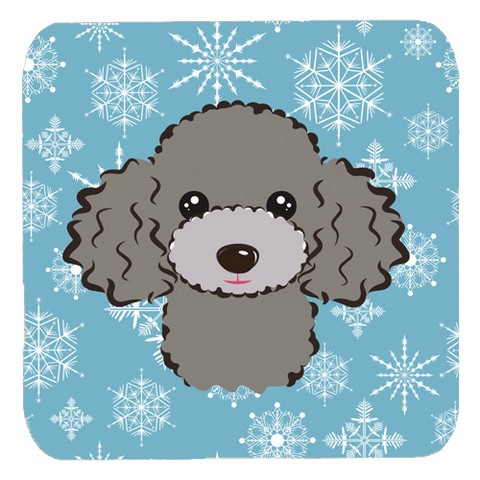 Picture of Carolines Treasures BB1693FC Snowflake Silver Gray Poodle Foam Coasters- Set Of 4