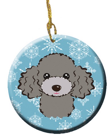 Snowflake Silver Gray Poodle Ceramic Ornament