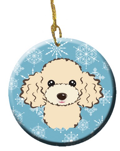 Snowflake Buff Poodle Ceramic Ornament
