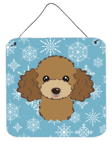 Snowflake Chocolate Brown Poodle Wall and Door Hanging Prints