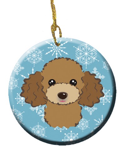Snowflake Chocolate Brown Poodle Ceramic Ornament