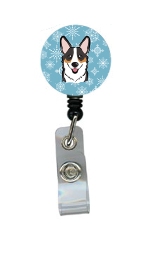 Snowflake Tricolor Corgi Retractable Badge Reel
