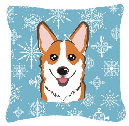 Snowflake Red Corgi Fabric Decorative Pillow
