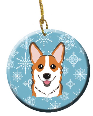 Snowflake Red Corgi Ceramic Ornament