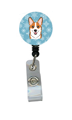 Snowflake Red Corgi Retractable Badge Reel