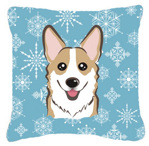 Snowflake Sable Corgi Fabric Decorative Pillow