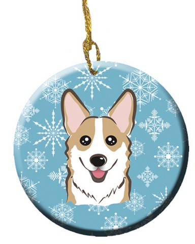 BB1687CO1 Snowflake Sable Corgi Ceramic Ornament