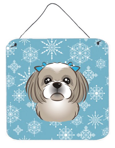 Snowflake Gray Silver Shih Tzu Wall and Door Hanging Prints