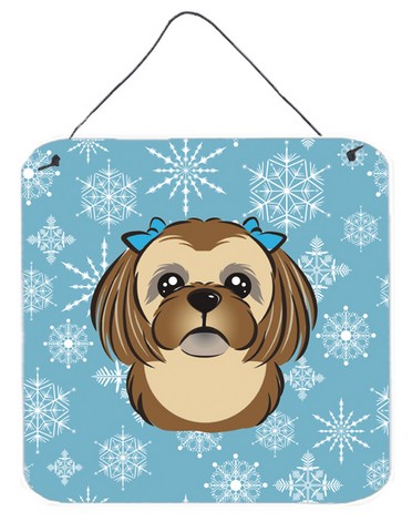 Snowflake Chocolate Brown Shih Tzu Wall and Door Hanging Prints