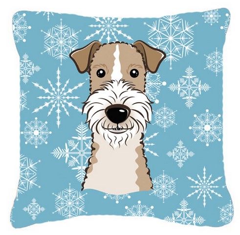 Snowflake Wire Haired Fox Terrier Fabric Decorative Pillow