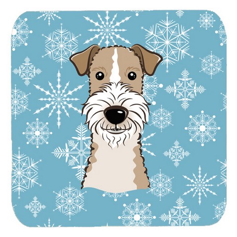 Snowflake Wire Haired Fox Terrier Foam Coasters, Set Of 4