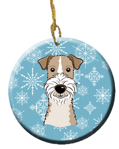 Snowflake Wire Haired Fox Terrier Ceramic Ornament