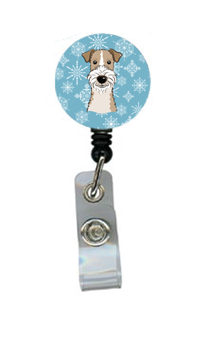 Snowflake Wire Haired Fox Terrier Retractable Badge Reel