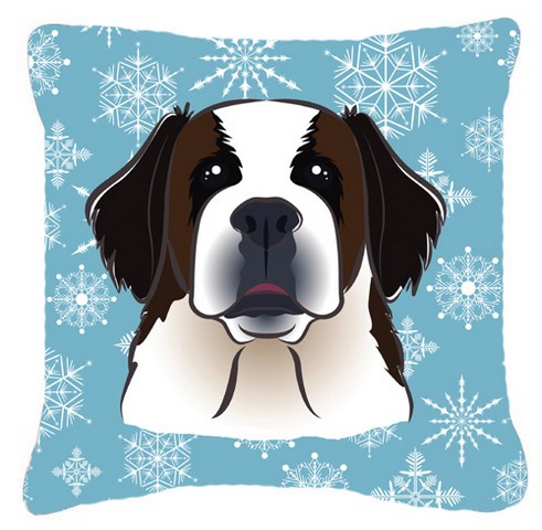 Snowflake Saint Bernard Fabric Decorative Pillow