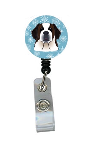 Snowflake Saint Bernard Retractable Badge Reel