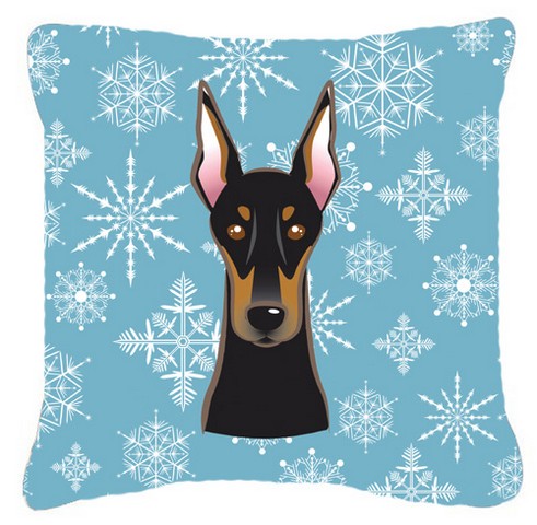 Snowflake Doberman Fabric Decorative Pillow