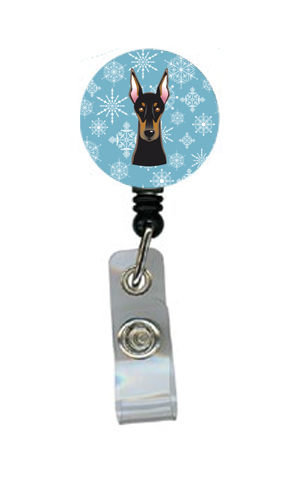 Snowflake Doberman Retractable Badge Reel