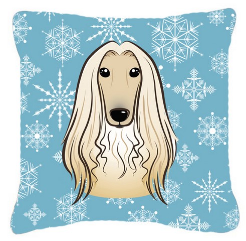 Snowflake Afghan Hound Fabric Decorative Pillow