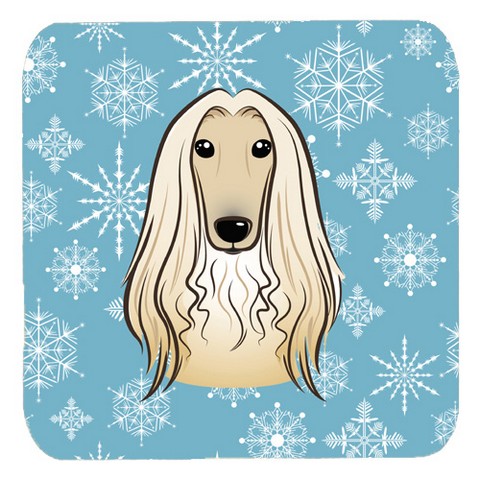 Snowflake Afghan Hound Foam Coasters, Set Of 4