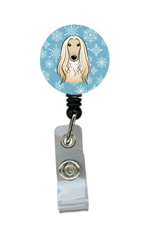 Snowflake Afghan Hound Retractable Badge Reel