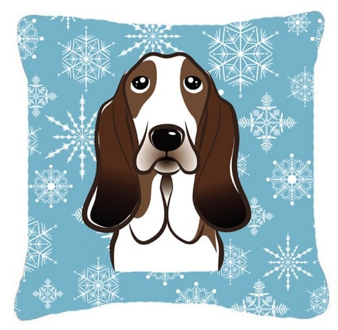 Snowflake Basset Hound Fabric Decorative Pillow