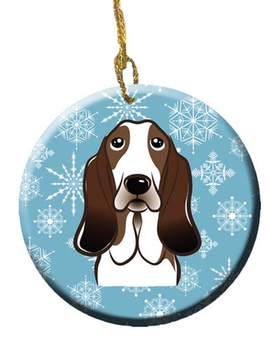 Snowflake Basset Hound Ceramic Ornament