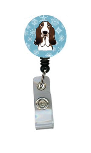 Snowflake Basset Hound Retractable Badge Reel