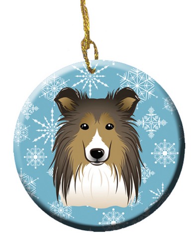 BB1676CO1 Snowflake Sheltie Ceramic Ornament