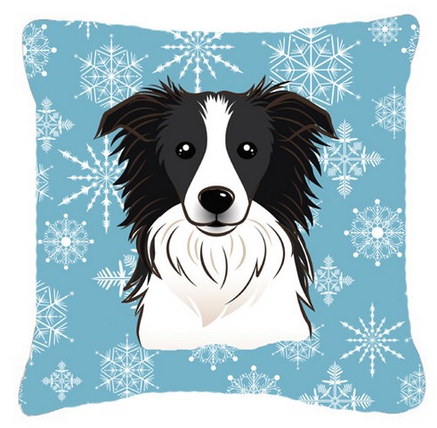 Snowflake Border Collie Fabric Decorative Pillow