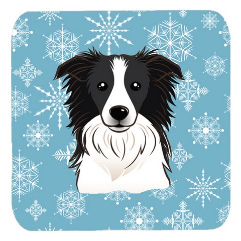 Snowflake Border Collie Foam Coasters, Set Of 4
